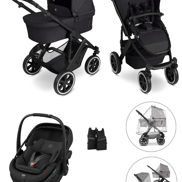 ABC Design Salsa 5 Air 3-in-1-Komplettset Kinderwagen mit. Maxi-Cosi Coral Slide Pro Babyschale und Zubehör in Coal – Ansicht 1