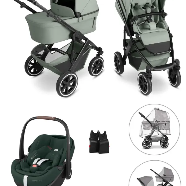 ABC Design Salsa 5 Air 3-in-1-Komplettset Kinderwagen mit. Pebble 360 Pro V2 Babyschale und Zubehör in Pine – Ansicht 1