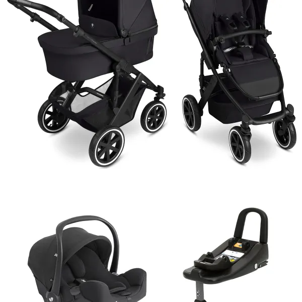 ABC Design Salsa 5 Air 4-in-1-Komplettset mit. Joie I-Snug 2 Babyschale und I-Base Advance in Coal – Ansicht 1