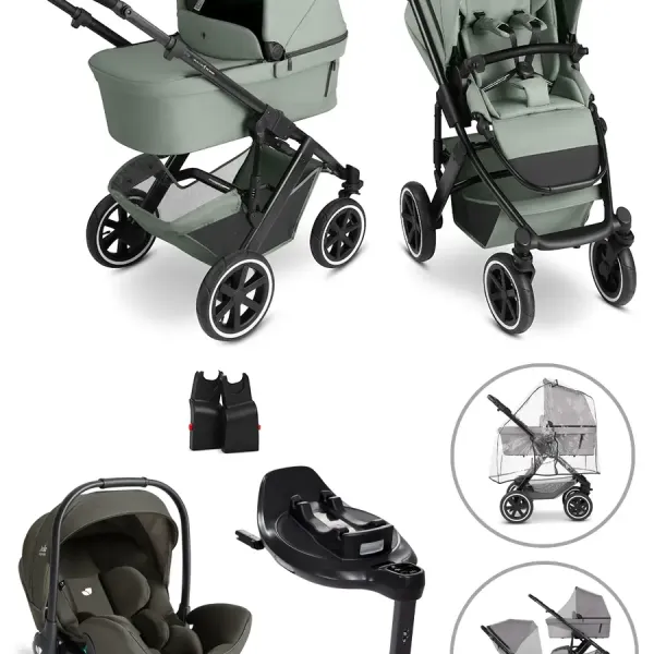 ABC Design Salsa 5 Air 4-in-1-Komplettset + Zubehör mit. Joie I-level Pro Babyschale und I-Base Encore in Pine – Ansicht 1