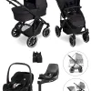 ABC Design Salsa 5 Air 4-in-1-Komplettset + Zubehör mit. Pebble 360 Pro V2 Babyschale und Familyfix 360 Basis in Coal – Ansicht 1