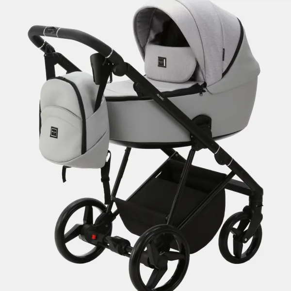 Adamex Blanc Lux – Kombikinderwagen – 3-in-1-Set – mit. Sportsitz, Babywanne und Babyschale Avionaut Cosmo Black in Hellgrau – Ansicht 1