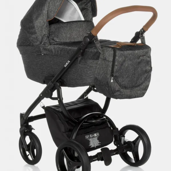 Bebetto Luca Kombi-Kinderwagen Anthrazitgrau – Black Frame in Set 2in1 inkl. Zubehörpaket – Ansicht 1