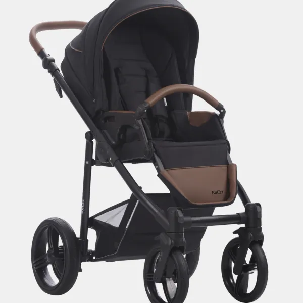 Bebetto Nico Sportwagen in 04 Schwarz mit Karamell Griff – Ansicht 1