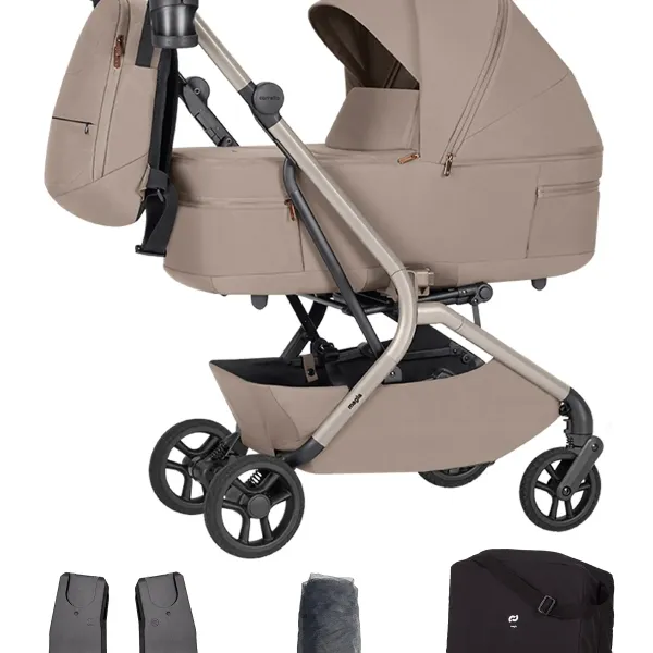 Carrello Magia CRL-6655 – 2in1 Kombikinderwagen mit faltbarer Babywanne mit. Zubehörpaket in Spice Beige – Ansicht 1