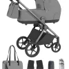 Carrello Ultra CRL-6527 – 2in1 Kombikinderwagen mit faltbarer Babywanne mit. Zubehörpaket in Silk Grey – Ansicht 1