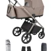Carrello Ultra F CRL-6557 – 2in1 Kombikinderwagen mit faltbarer Babywanne mit. Zubehörpaket in Vintage Beige – Ansicht 1