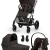 Cybex Balios S Lux mit Fold Cot 3-in-1-Komplettset Kinderwagen mit. Cloud G3 i-Size Plus Babyschale in Chocolate Brown – Ansicht 1