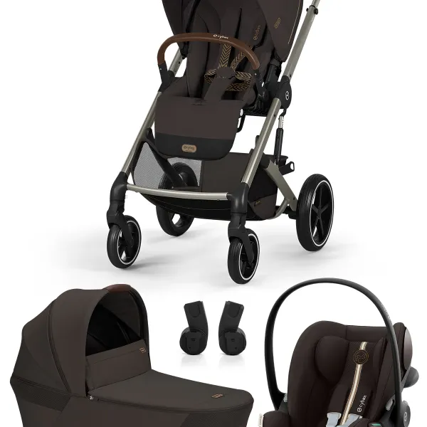 Cybex Balios S Lux mit Fold Cot 3-in-1-Komplettset Kinderwagen mit. Cloud G3 i-Size Plus Babyschale in Chocolate Brown – Ansicht 1
