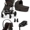 Cybex Balios S Lux mit Fold Cot 4-in-1-Komplettset Kinderwagen mit. Cloud G3 i-Size Plus Babyschale und Base G3 in Chocolate Brown – Ansicht 1
