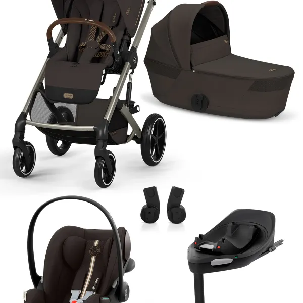 Cybex Balios S Lux mit Fold Cot 4-in-1-Komplettset Kinderwagen mit. Cloud G3 i-Size Plus Babyschale und Base G3 in Chocolate Brown – Ansicht 1