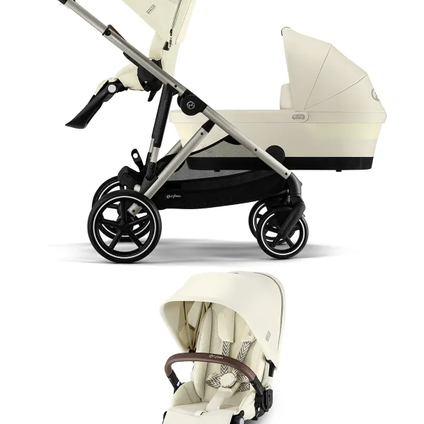Cybex Gazelle S – Geschwisterkinderwagen in Seashell Beige – Ansicht 1