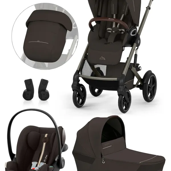 Cybex Talos S Lux mit Fold Cot 3-in-1-Komplettset Kinderwagen mit. Cloud G3 i-Size Plus Babyschale in Chocolate Brown – Ansicht 1