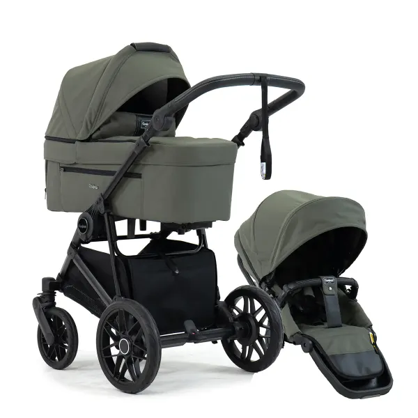 Emmaljunga Super Sonic – Kombi-Kinderwagen 2-in-1-Set in Urban Green – Ansicht 1