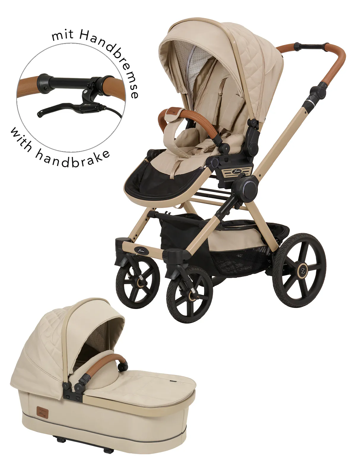 Hartan T2 Offroad Selection – Kinderwagen 2-in-1-Set mit. Babywanne Premium mit Handbremse in Peanut – Ansicht 1