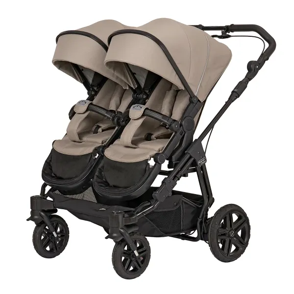 Hartan Two Select Outdoor – Zwillingskinderwagen mit. 2 Sportsitze GTX mit Handbremse in Sand – Ansicht 1
