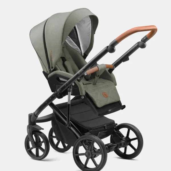 Jedo Tamel Kombi-Kinderwagen Bundle 2in1 Farbe E-45 Olive mit Karamell Griff in Ausführung 1 – Ansicht 2