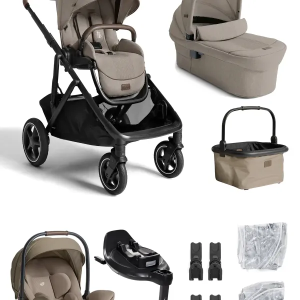 Joie Versiti 4-in-1-Komplettset Kombi-Kinderwagen – mit Ramble XL, i-Level Pro, i-Base Encore und Zubehör in Sandstone – Ansicht 1