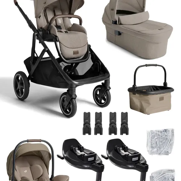 Joie Versiti All-in-One Paket Kombi-Kinderwagen – mit Ramble XL, i-Level Pro, 2 × i-Base Encore und Zubehör in Sandstone – Ansicht 1
