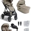 Joie Vinca 4-in-1-Komplettset Kombi-Kinderwagen – mit Ramble XL, i-Level Pro, i-Base Encore und Zubehör in Sandstone – Ansicht 1