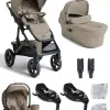 Joie Vinca All-in-One Paket Kombi-Kinderwagen – mit Ramble XL, i-Level Pro, 2 × i-Base Encore und Zubehör in Sandstone – Ansicht 1