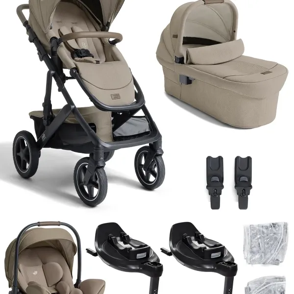 Joie Vinca All-in-One Paket Kombi-Kinderwagen – mit Ramble XL, i-Level Pro, 2 × i-Base Encore und Zubehör in Sandstone – Ansicht 1