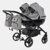Junama Basic Duo V3 – Zwillings-Kinderwagen 4-in-1-Set mit. 2 Babywannen, 2 Sportsitze, 2 Babyschalen Avionaut Cosmo 2.0 Smart und 2 Basisstationen Dock 2 in Dark Grey – Ansicht 1