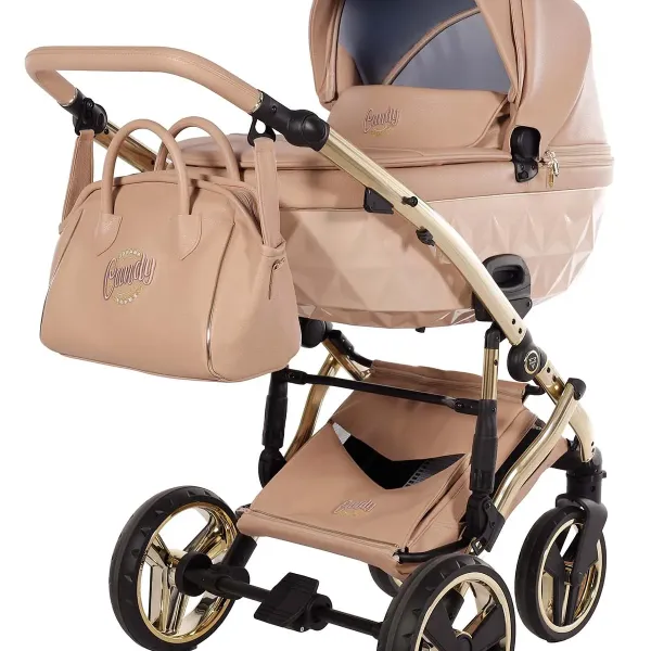 Junama Candy V3 Premium – Kombi-Kinderwagen – Set 2 in 1 – mit. Sportsitz und babywanne in Beige – Ansicht 1