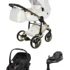 Junama Diamond Fluo Individual V3 4-in-1-Komplettset Kinderwagen mit. Maxi-Cosi Coral Slide Pro und Familyfix Slide Pro in White/Gold – Ansicht 1