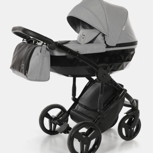 Junama Diamond Gestell + Kinderwagenaufsatz in Schwarz-Grau – Ansicht 1