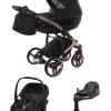 Junama Diamond S-Line V3 4-in-1-Komplettset Kinderwagen mit. Maxi-Cosi Coral Slide Pro und Familyfix Slide Pro – Black / in Rosegold – Ansicht 1