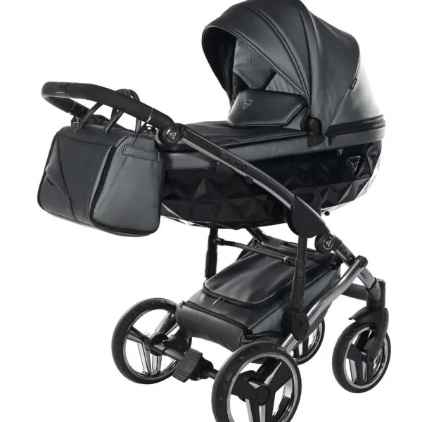 Junama Fluo V3 Kombi-Kinderwagen 2-in-1-Set mit. XXL Zubehörpaket in Grey Silver – Ansicht 1