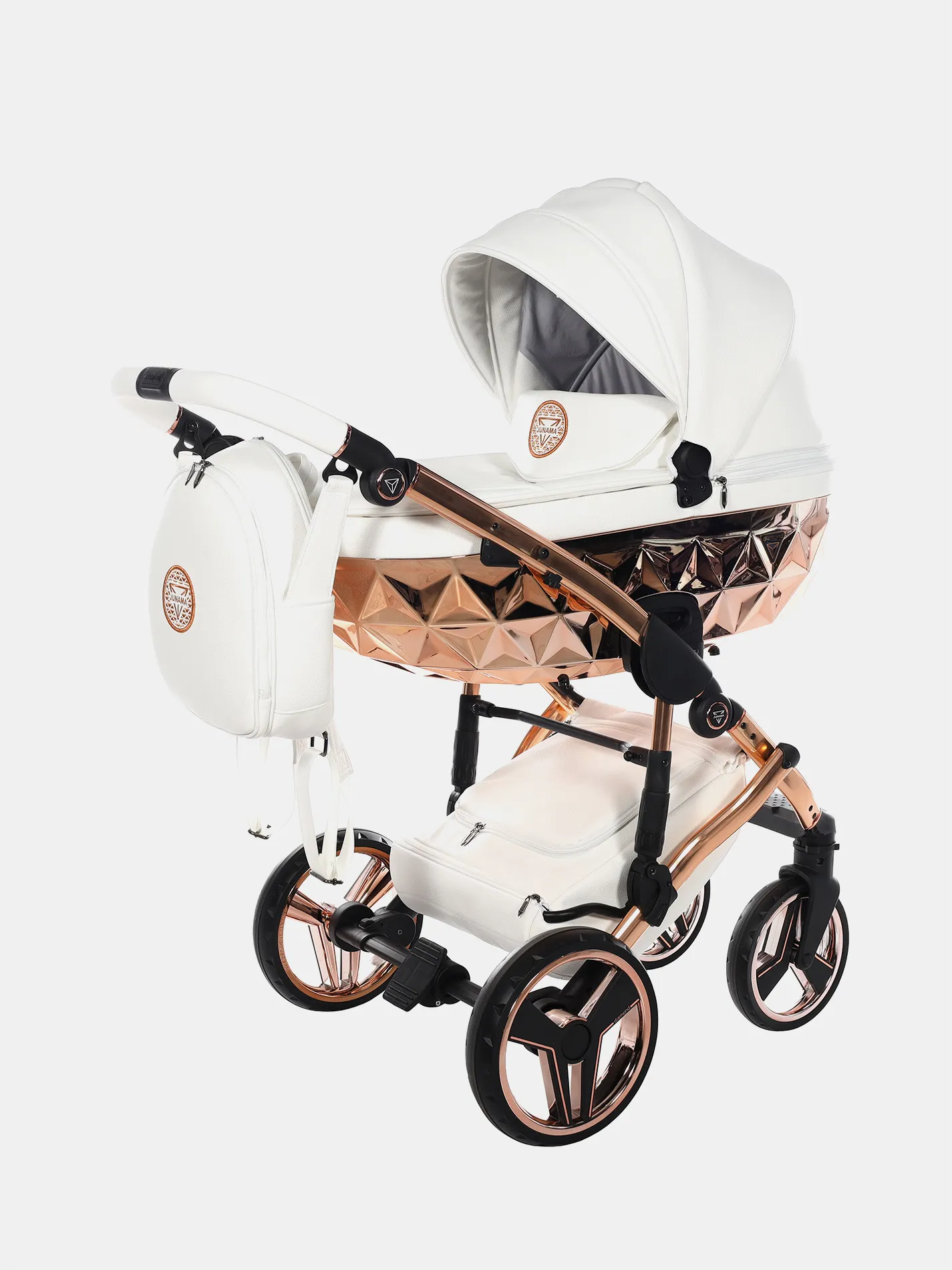 Junama Hand Craft Kombikinderwagen 2-in-1-Set – Farbe in White/Copper – Ansicht 1