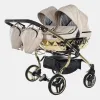 Junama Heart Duo V3 – Zwillings-Kinderwagen 2-in-1-Set mit. 2 Sportaufsätze und 2 Babywannen in Beige / Gold – Ansicht 1