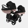 Junama Mirror Satin Duo Slim Schwarz – Rose Gold Zwillingskinderwagen – 2-in-1-Set in Set 2in1 – Ansicht 1