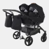 Junama Space Duo – Zwillings-Kinderwagen 2-in-1-Set mit. Sportsitz und Babywanne in Elegantes Schwarz – Ansicht 1
