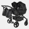 Junama Space Eco Duo – Zwillings-Kinderwagen 2-in-1-Set mit. Sportsitz und Babywanne in Schwarz – Ansicht 1