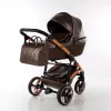 Junama Termo Glitter Kombi Kinderwagnen – 2-in-1-Set mit. XXL Zubehörpaket – Farbe Braun in Rose Gold – Ansicht 1