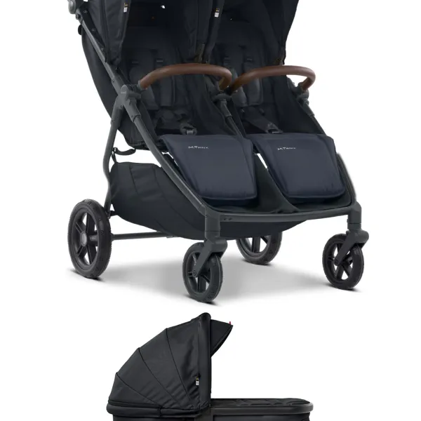 Mast M.Twin x – Geschwisterwagen mit verstellbarem Schiebegriff und HP Wheels in Dark Grey – Ansicht 1