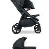 Mast M.Twin x – Geschwisterwagen mit verstellbarem Schiebegriff und LW Wheels in Dark Grey – Ansicht 1