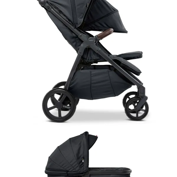Mast M.Twin x – Geschwisterwagen mit verstellbarem Schiebegriff und LW Wheels in Dark Grey – Ansicht 1