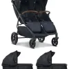 Mast M.Twin x – Zwillingskinderwagen 2-in-1 mit verstellbarem Schiebegriff und HP Wheels in Dark Grey – Ansicht 1