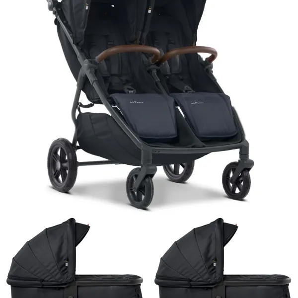 Mast M.Twin x – Zwillingskinderwagen 2-in-1 mit verstellbarem Schiebegriff und HP Wheels in Dark Grey – Ansicht 1