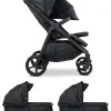 Mast M.Twin x – Zwillingskinderwagen 2-in-1 mit verstellbarem Schiebegriff und LW Wheels in Dark Grey – Ansicht 1