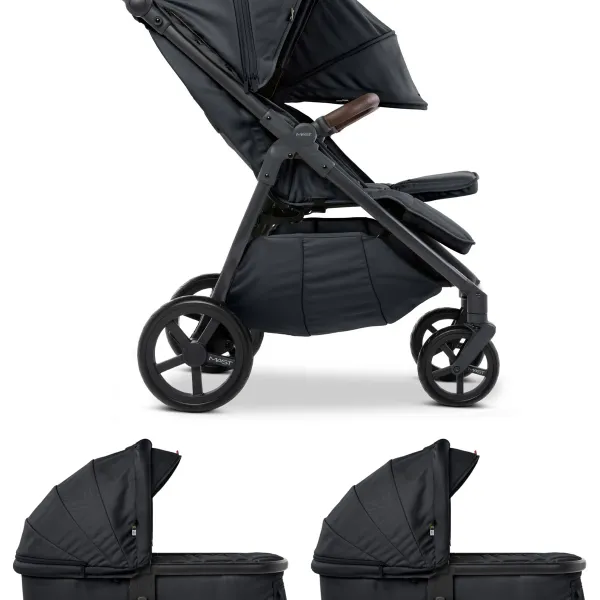 Mast M.Twin x – Zwillingskinderwagen 2-in-1 mit verstellbarem Schiebegriff und LW Wheels in Dark Grey – Ansicht 1