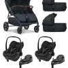 Mast M.Twin x – Zwillingskinderwagen Set 4-in-1 mit HP Wheels mit. Maxi-Cosi Pebble Slide Pro und FamilyFix Slide Pro in Dark Grey – Ansicht 1