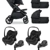 Mast M.Twin x – Zwillingskinderwagen Set 4-in-1 mit LW Wheels mit. Maxi-Cosi Pebble Slide Pro und FamilyFix Slide Pro in Dark Grey – Ansicht 1