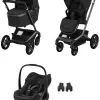 Maxi-Cosi Fame Premium 3-in-1-Komplettset mit. Pebble Slide Pro Babyschale – Twillic in Black – Ansicht 1