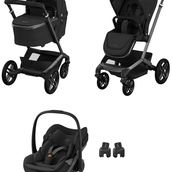 Maxi-Cosi Fame Premium 3-in-1-Komplettset mit. Pebble Slide Pro Babyschale – Twillic in Black – Ansicht 1