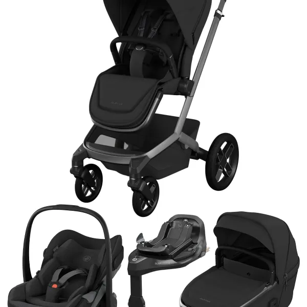 Maxi-Cosi Fame Premium 4-in-1-Komplettset – mit. Pebble Slide Pro Babyschale und Familyfix Slide Pro Base in Onyx Black – Ansicht 1